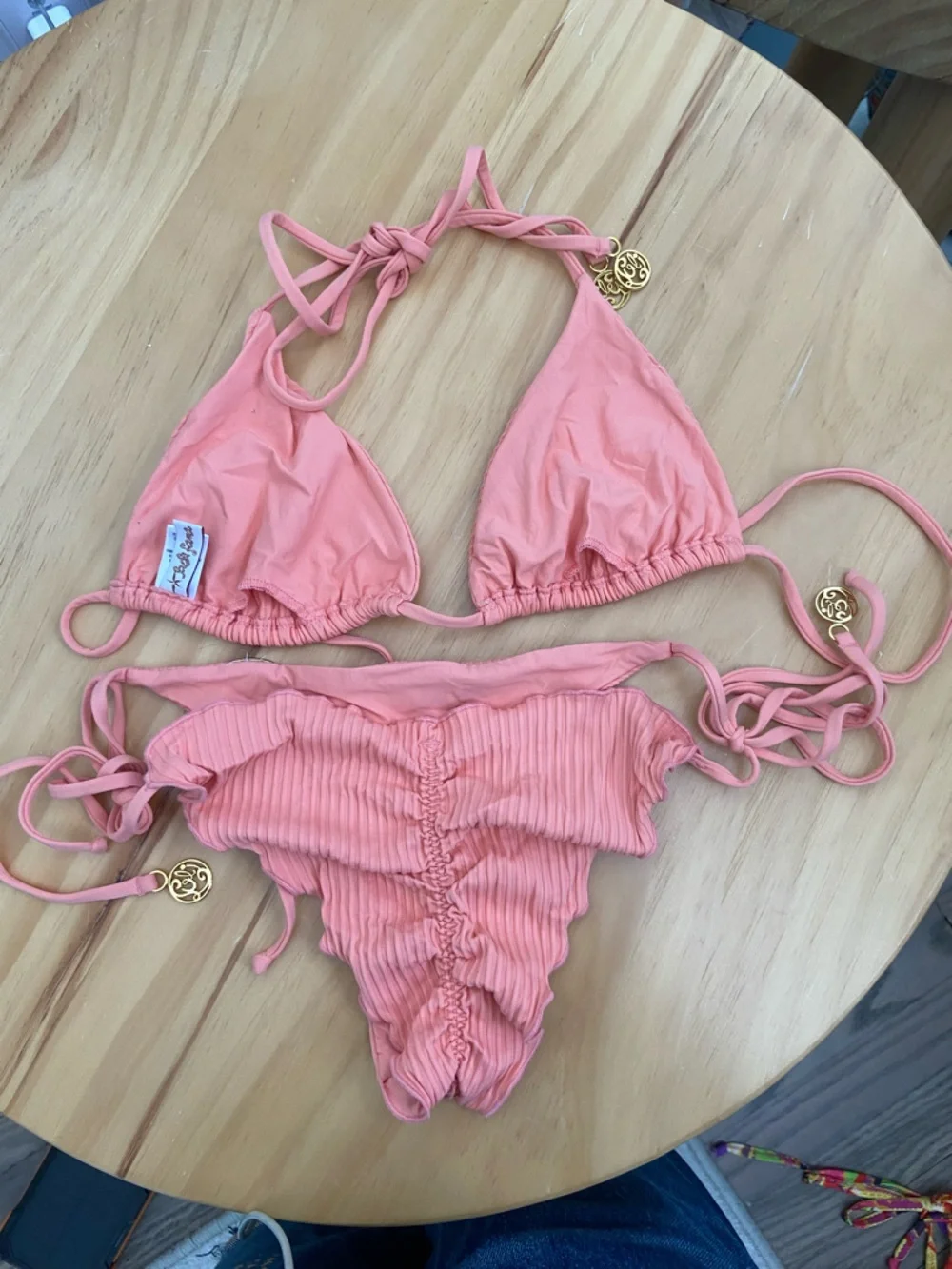 Luli Fama Pink Ribbed String Bikini